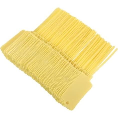 200 Pièces Étiquettes de Fixation Jaune en Pp pour Organisation Rapide et Installation Facile, Adaptées aux Usages Intérieurs Extérieurs -