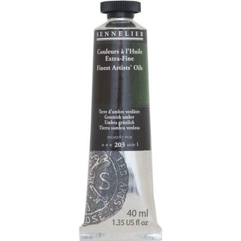 Couleurs à l'huile - Sennelier - Vertish Terre d'ombre - 40ml - Pigments naturels - Finition satinée