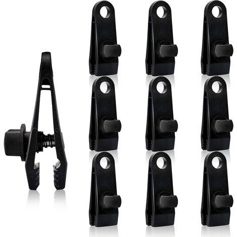 Paquete de 10 pinzas de lona resistentes, de plástico, reutilizables, para tienda de linóleo, para jardín y granja.