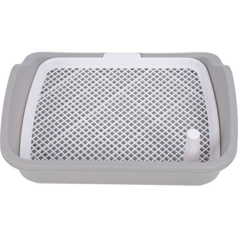 Bac à litière portable multifonctionnel en maille pour chiots avec rebord anti-éclaboussures, gris (1/5)