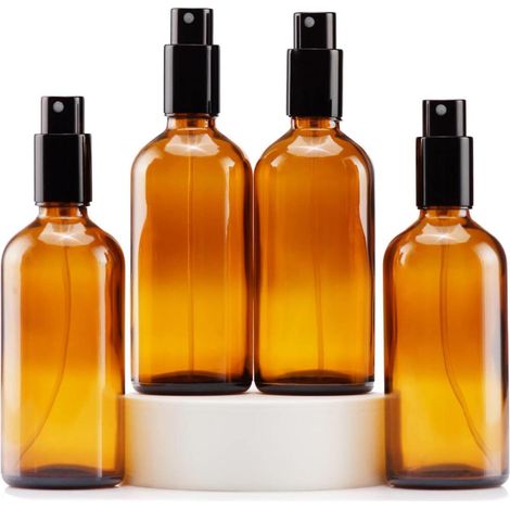 Flacon Spray Vide 100ml pour Huiles Essentielles – 4Pcs Ambré Bouteille Spray Verre avec Brouillard (1/5)