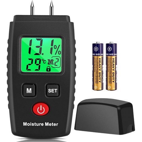Moisture tester, pin-type moisture detector with 3 modes, LCD screen with green backlight, mold detector for wood and building materials. (1/5)