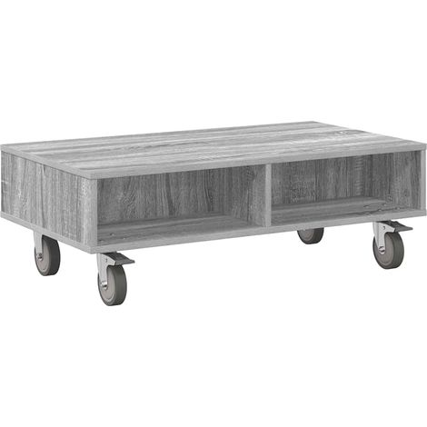 Maison Exclusive - Tavolino con Ruote Grigio Sonoma 90 x 50 x 30 cm