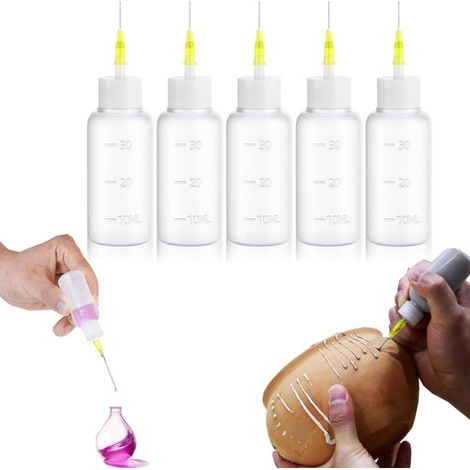 5 flacons souples applicateur à aiguille flacon vide pour colle compte (30 ml transparent) (1/5)