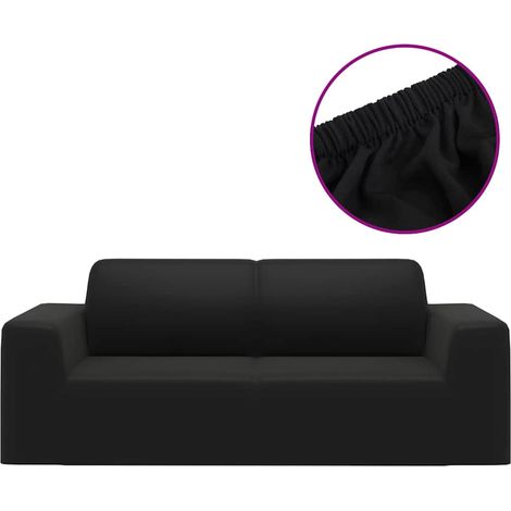 Maison Exclusive - Fodera Elasticizzata per Divano 2 Posti Jersey Poliestere Nero (1/5)