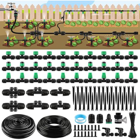 133FT Kit d'irrigation Goutte - Micro Irrigation Goutte à Goutte Réglable de Jardin DIY Système d’arrosage Automatique pour Jardin, Pelouse, Plante, Paysage, Potager, Serre (1/5)