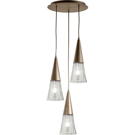 Suspension moderne en verre soufflé design Trento 3 - Or (1/2)
