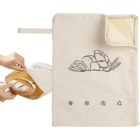 Sacs à pain au levain, emballage de conservation naturel, portables et réutilisables – Sacs à pain faits maison avec des abeilles – pour baguettes, pâte à sandwich, panier de fermentation, Kitchen Hog (1/5)