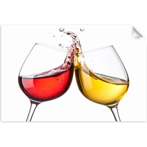 Selbstklebendes Poster – Wandsticker Weißer und roter Wein 30x20 cm (1/3)