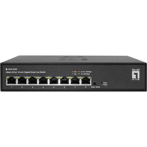 LevelOne GES-2208 Hilbert conmutador Smart Lite Gigabit de 8 puertos y 10 pulgadas (1/4)