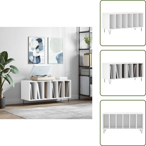 Plattenschrank Weiß 100x38x48 cm Holzwerkstoff - Plattenspeicher - Plattenschränke - Vinylregal - Musikregale - Wohnzimmermöbel (1/5)