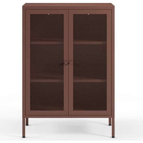 Mueble auxiliar 2 puertas abatibles modelo Felix acabado metal moca. 100cm(alto) 70cm (ancho) 40cm(prof.) (1/4)