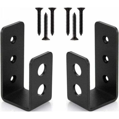 Pack of 2 heavy-duty steel door brackets for 2x4 doors, XU, U-shaped security bar, superior quality product, durable and reliable, selected materials, satisfaction guaranteed - (1/4)