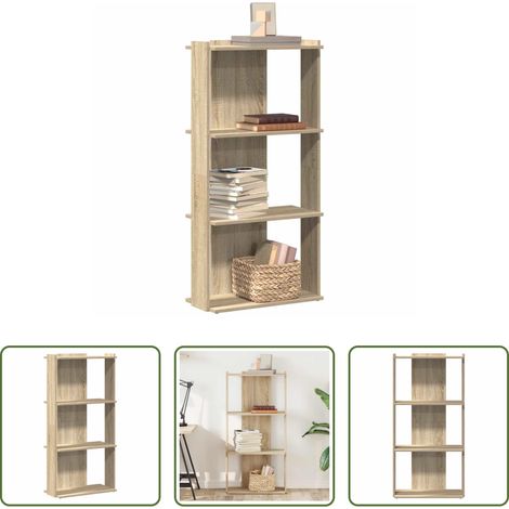 vidaXL Holzwerkstoff - Bücherregal 3 Böden Sonoma-Eiche 60x30x120 cm Holzwerkstoff (1/5)