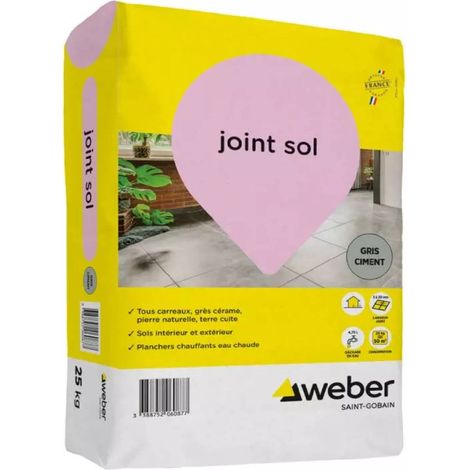 Weber Saint-Gobain Joint pour sol intérieur/extérieur gris ciment 25 kg joints larges de carrelage (de 3 à 20 mm) adapté au jointoiement terres cuites, grès cérame moyens et grands formats, pierres n (1/3)