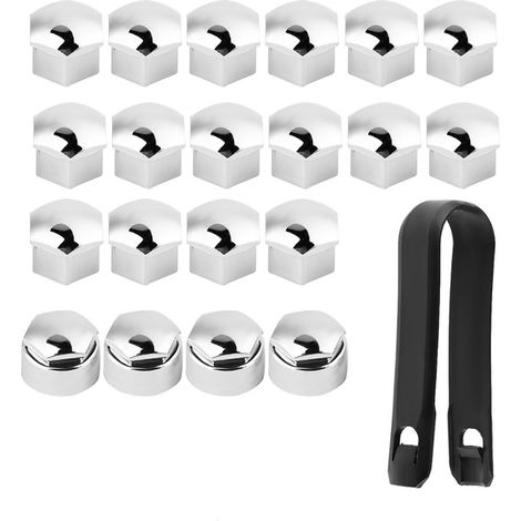 Radbolzenabdeckung, 20 Stück, 17 mm Mutter, Diebstahlschutzkappe für Radnabenbolzen (Silber)