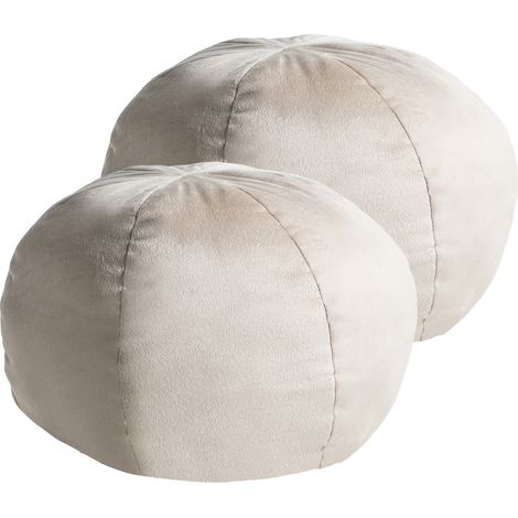 Conjunto de 2 cojines decorativos esfera de terciopelo con estampado liso 33 x 33 cm blanco crema Salvia (1/5)