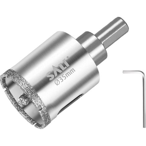 Mèche diamantée 35 mm Scie cloche diamantée avec foret de centrage Mèche à verre à revêtement diamant 45 acier Couronne creuse à carrelage Pour percer dans la céramique (1/5)