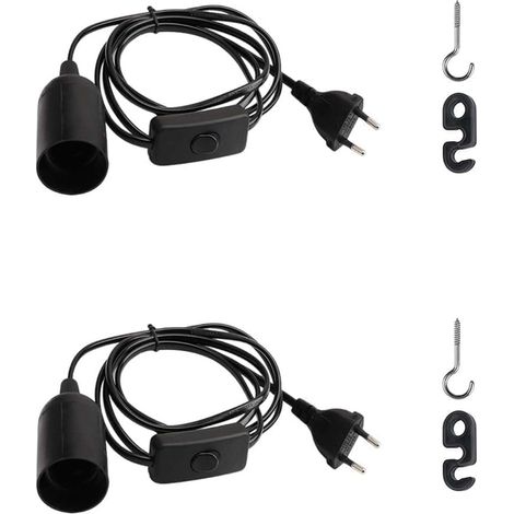 2 pièces Douille de lampe E27 avec câble, Support de lampe, lampe à suspension E27, Douille de lampe avec câble Pour douilles, lustres, etc (1/5)