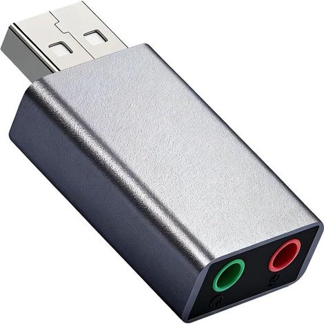 Scheda audio esterna da USB a jack da 3,5 mm con ingresso microfono e uscita cuffie，adattatore audio stereo USB plug and play adatto a PC，PS4，PS5 (1/2)