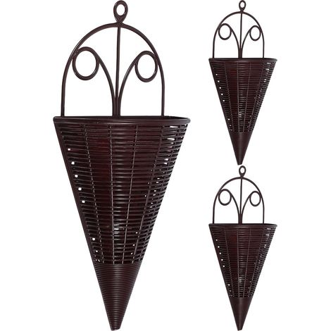 Ensemble de 3 jardinières suspendues en forme d'éventail Hohopeti, paniers muraux (1/5)