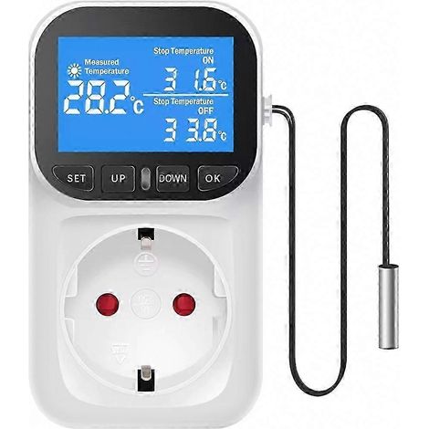 Digitaler Stecker-Thermostatregler mit Zeitfühler und Sensor für Heizung und Kühlung (1/5)