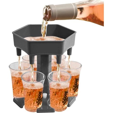 Alkoholspender mit sechsfach verstellbarem Ständer, im Bar-Stil mit Beschriftung, inklusive 6 Silikon-Flaschenverschlüssen (1/5)