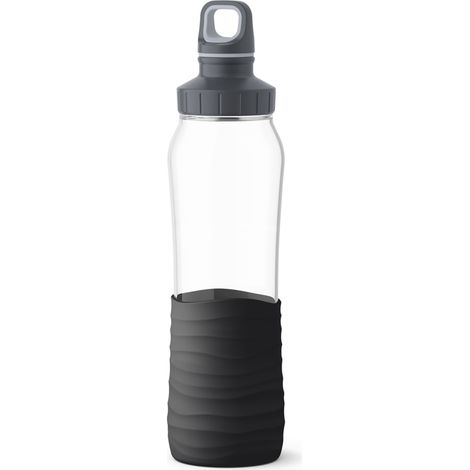 Trinkflasche Drink2Go Glas 0,7l Silikonmanschette schwarz (1/3)