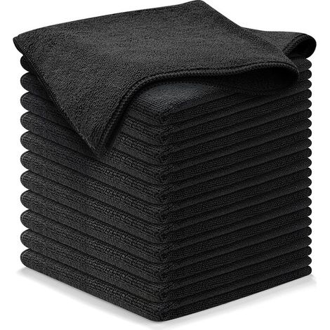 Chiffons de nettoyage en microfibre, lot de 12, 30 x 30 cm, pour vitres, nettoyage du verre, raclette de voiture, nettoyant, chiffon de polissage, chiffon de séchage (1/5)