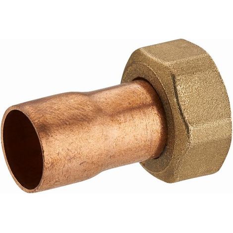 2-teilige gerade Verschraubung aus Messing mit Innengewinde und Einlegemutter F3/8 (12x17) / Kupfer zum Löten NOYON & THIEBAULT - Ø 14 mm - 777-1214L1