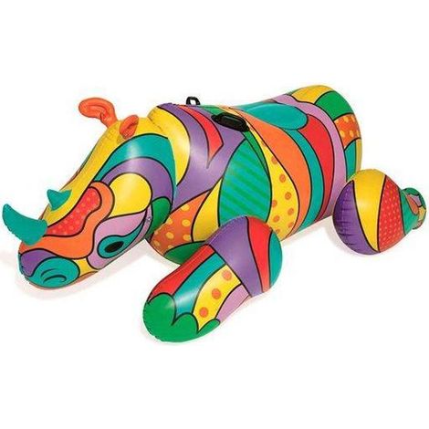 BESTWAY rinoceronte hinchable colores 201x102 cm 41116 , Rinoceronta hinchable colores 201x102 cm 41116. -Flotador hinchable con forma de rinoceronte para la piscina, lago o playa.