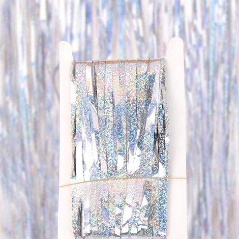 Rideau De Franges Métalliques En Pet Pour Décoration Murale De Mariage Et Fête Avec Ruban Adhésif - 1 Pièce (1/5)