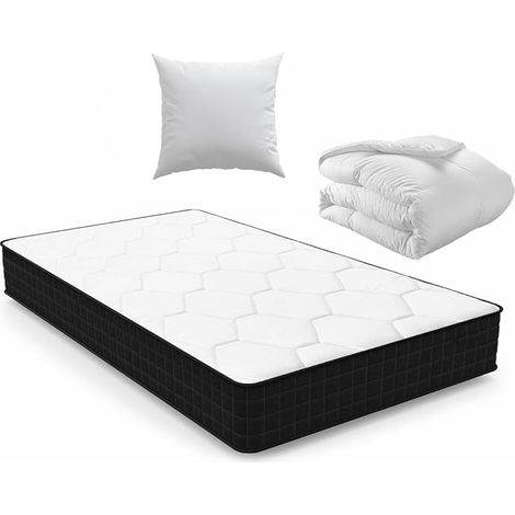 Luxirest Matelas 90x190,Ensemble Matelas et Couette et Oreiller,1 Personne, 15cm Épaisseur (1/5)