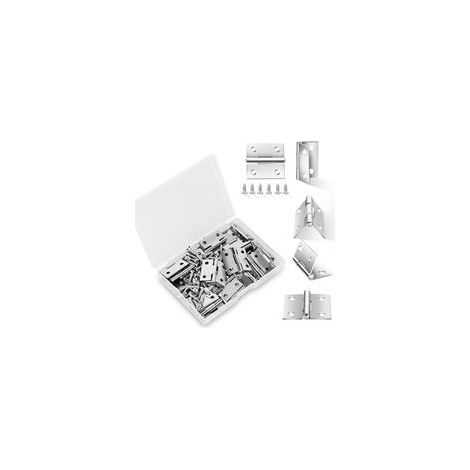 14 set di piccole cerniere con viti, cerniere per portagioie (argento), mini cerniere (per scatole di legno), micro cerniere pieghevoli, piccole cerniere in metallo - Crezuo