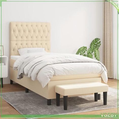 Sommier et matelas 1 place - FAF7291712411625 - 90x190 cm - Matelas 20 cm ressorts ensachés - Tête de lit réglable (1/5)