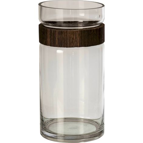 Vase cylindre en verre marron transparent - marron foncé et transparent (1/3)