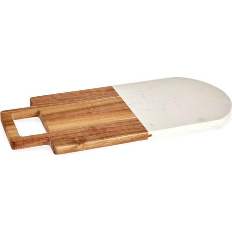 Planche à découper en marbre blanc avec poignée 38x18 cm (1/3)