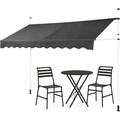 Fenêtre, terrasse ou jardin – Auvent rétractable manuel en tissu Oxford enduit PU, structure aluminium (1/3)