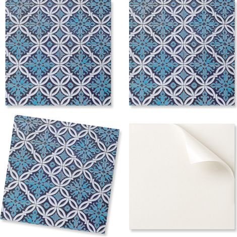 Baldosas de vinilo autoadhesivas con estampado geom茅trico y motivo floral, 20x20x20 cm.