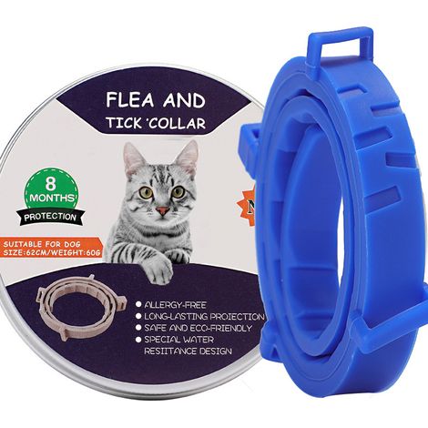 Collier pour chat 1 pièce collier anti-insectes et anti-puces pour chats (chat 18 kg 38 cm, bleu) collier anti-insectes et anti-puces (1/2)