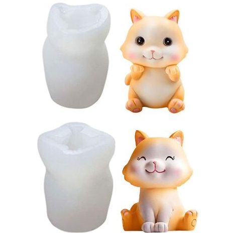 Moule En Silicone Chat - Moule 3D Pour Pâtisserie Et Savons - Compatible Fondant Chocolat Pudding - 2 Pièces (1/5)