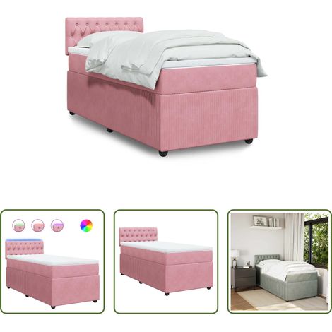 Matratze - Boxspringbett mit Matratze Rosa 80x200 cm Samt (1/5)