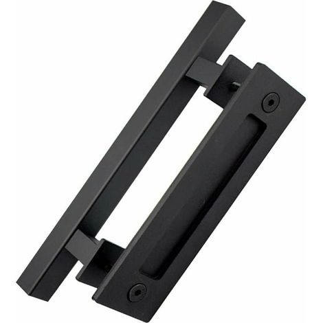 1 Poignée de porte, acier au carbone, finition noire mate, pour porte coulissante, grange, intérieur (1/5)