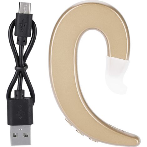 Casque Bluetooth sans Fil à Conduction Osseuse, Accroche-Oreille Main Libre et Indolore (Doré) (1/5)