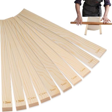 Guides de Rouleau à Pâtisserie en Bois pour Poterie,3/5/7/10/12 mm (1/5)