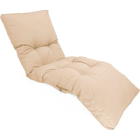 Coussin bain de soleil 185 x 55 cm – Polyester et coton peigné – Traitement déperlant – 5 attaches de fixation