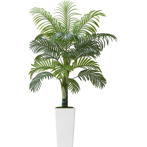 Mophorn Palma Areca Artificiale 1524 mm, Pianta Tropicale Decorativa con Fioriera Bianca Alta, Pianta Finta in Seta da Pavimento in Vaso, Ideale per Casa, Ufficio, Soggiorno, Spazi Interni ed Esterni (1/5)