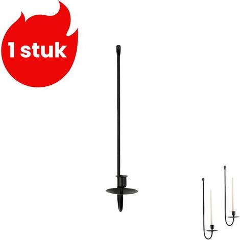 Bougeoir mural en fer forgé – Décoration murale moderne minimaliste en forme de L – Porte-bougie pour mariage, salon et intérieur – Noir (1/5)