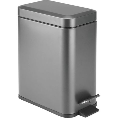 Petite poubelle moderne rectangulaire avec couvercle en métal de 5 litres, poubelle compacte avec seau à doublure amovible et poignée pour salle de bain, cuisine, salle d'artisanat, bureau, (1/5)