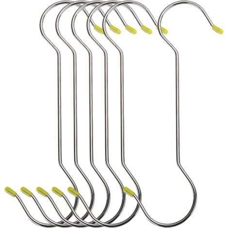 6 crochets en S, accessoires de portail, acier inoxydable, 30 cm, pour ustensiles de cuisine, vêtements, plantes (1/5)